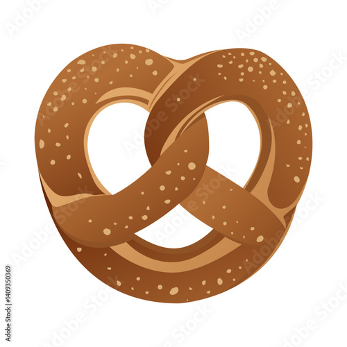 Colorful cartoon pretzel with sesame seed. National Pretzel Day