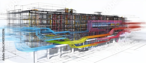 Integrating bimstyle mep routing visualization architectural overview digital content construction workspace high fidelity perspective