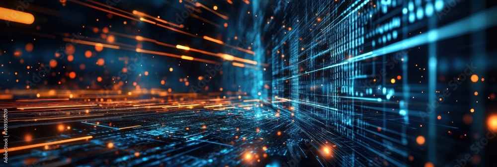 Fototapeta premium Business Technology Background. Abstract Futuristic Data Power with Particles