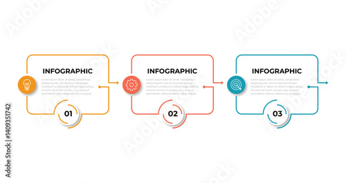 Business infographic template. 3 Step timeline journey. Process diagram, 3 options on white background, Infograph elements vector illustration.