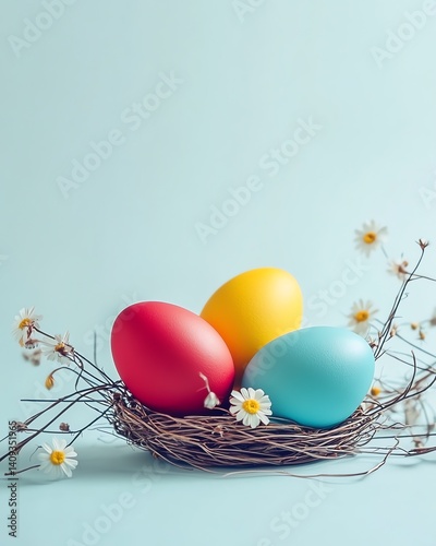 Wallpaper Mural Easter table arrangement with Easter eggs AI illustration Torontodigital.ca