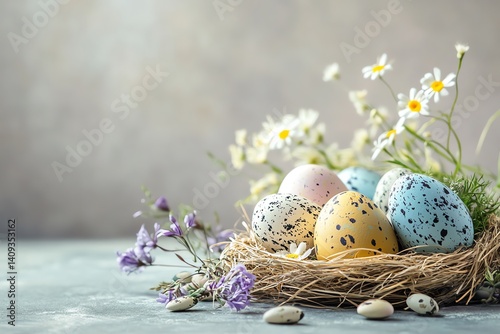 Wallpaper Mural Easter table arrangement with Easter eggs AI illustration Torontodigital.ca