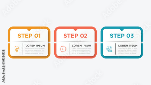 Business infographic template. 3 Step timeline journey. Process diagram, 3 options on white background, Infograph elements vector illustration.