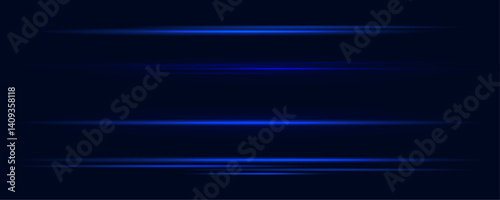 Blue light flashes brightly against a black backdrop, creating a futuristic atmosphere. Flying magical dust particles add depth and motion. The glowing streaks mimic a camera lens flare effect.
