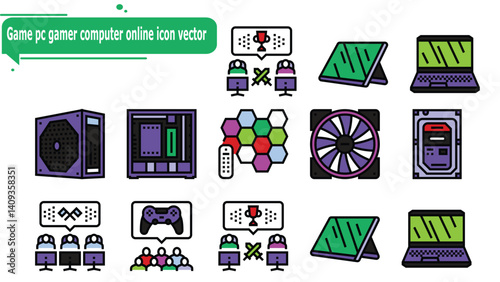 Game pc gamer computer online icon vector