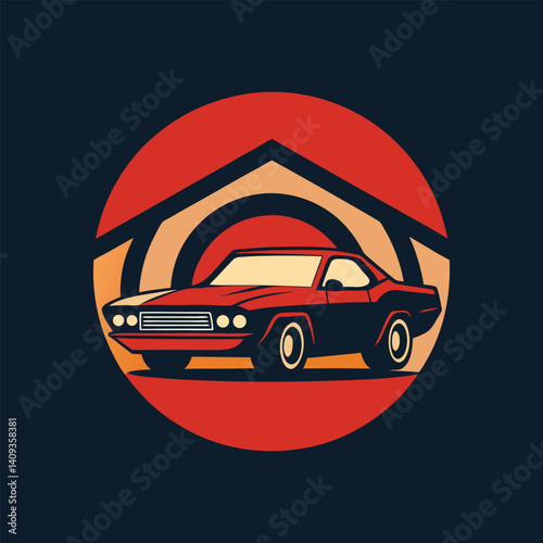 Classic Muscle Car Garage Retro Graphic