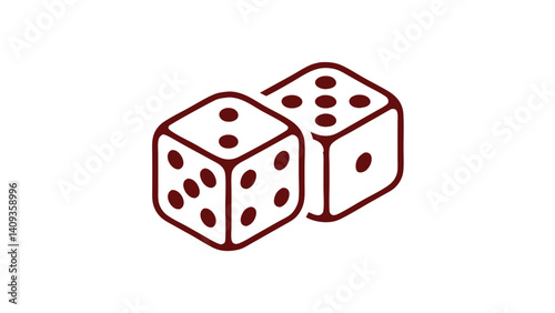 Two red dice roll a chance game night dark background simple design