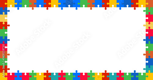 Autism Awareness day Colorful Puzzles Frame Background