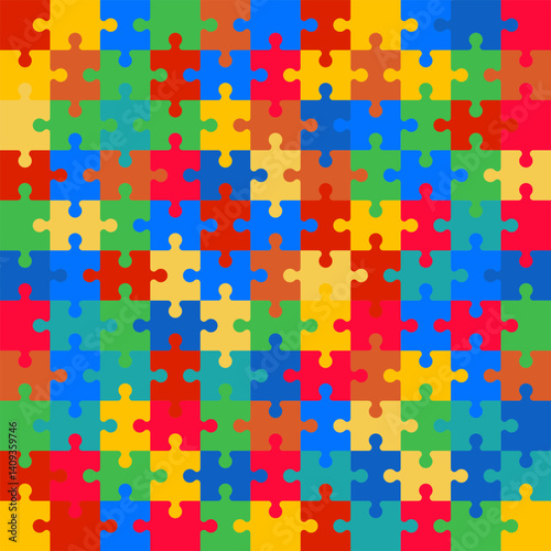 Autism Awareness day Colorful Puzzles Background.