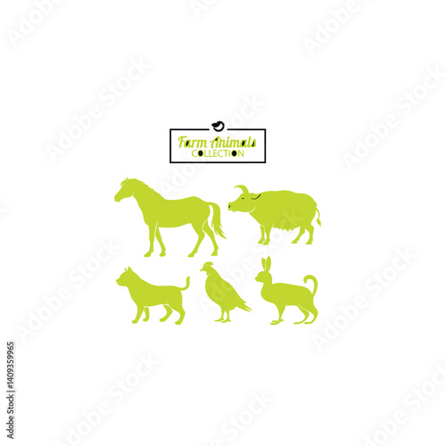 Farm Animals Collection - Green Silhouettes