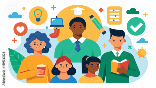 Participants were given resources and tools to actively address issues of discrimination and create a more inclusive and equitable school community.. Vector illustration