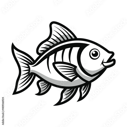 Cartoon vector fish swimming in tropical marine water