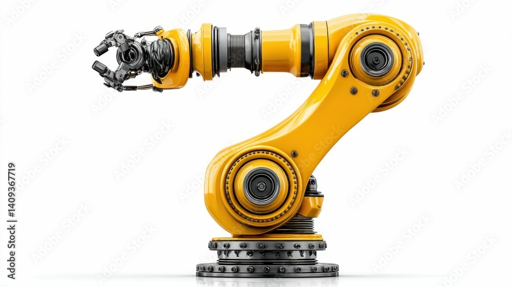 A detailed, bright, and isolated shot of a robotic arm with a gripping claw on a white background, ideal for technology or automation concepts. A detailed, bright, and isolated shot of a robotic arm with a gripping claw on a white background, ideal for technology or automation concepts.