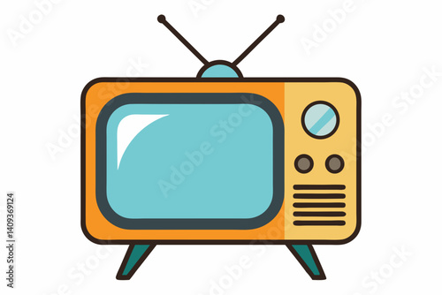 Retro Television Vector Illustration Nostalgic Design Element For Vintage Media Concepts And Decorative Artwork High Resolution Isolated On White Background