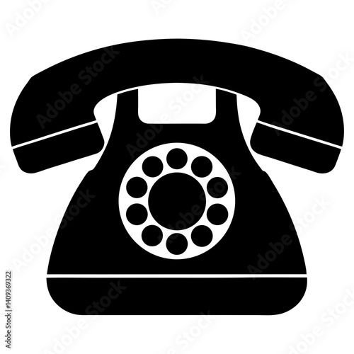 Classic Black Retro Rotary Telephone Vector Illustration Isolated On White A Symbol Of Nostalgia And Communication Technology