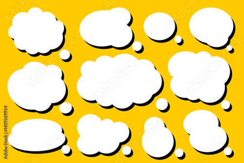 Set of vector speech bubble labels. Retro color special offer design elements, chat emblem, black callout