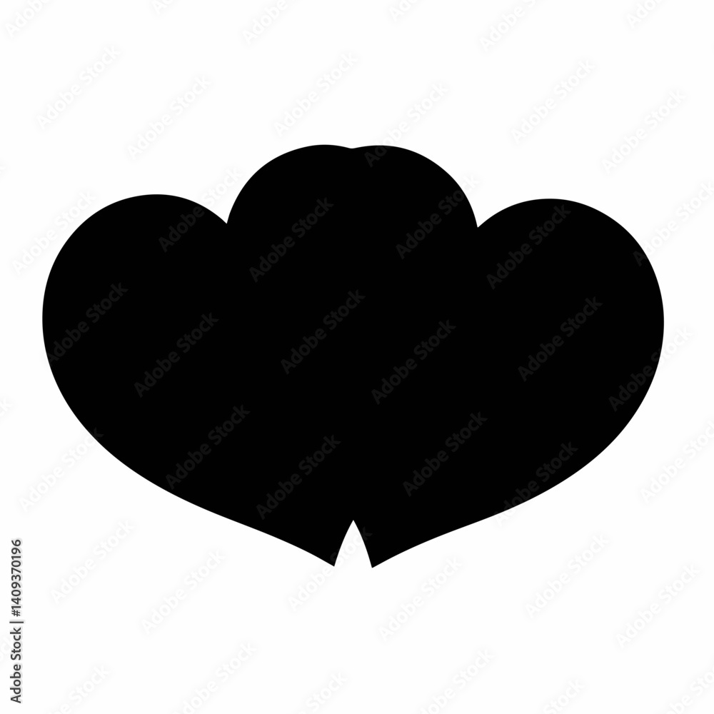 Black and white heart silhouettes overlapping on white background, love symbolism Black and white heart silhouettes overlapping on white background, love symbolism