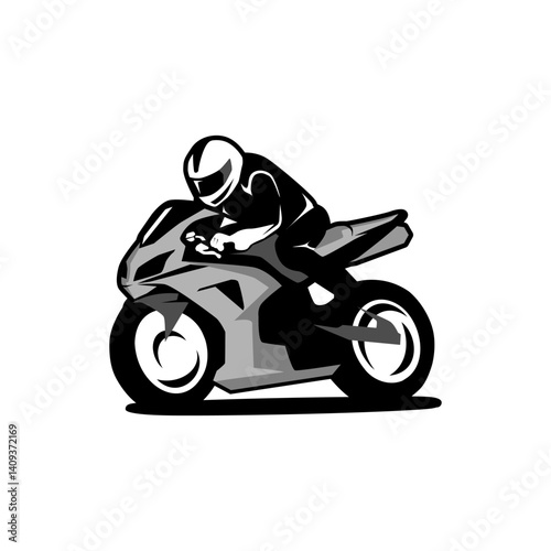 vector illustration biker riding motorcycle motosport racing