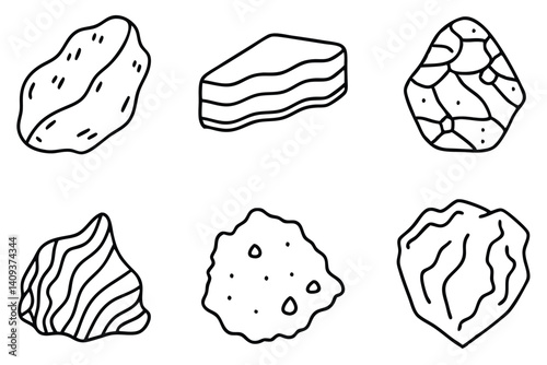 rock types igneous line art illustrating volcanic origins