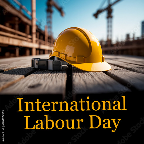 International Labour Day simple vector - Construction helmet background 