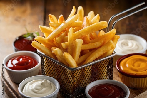 Delicious crispy french fries fast food restaurant food photography cozy setting close-up indulgence