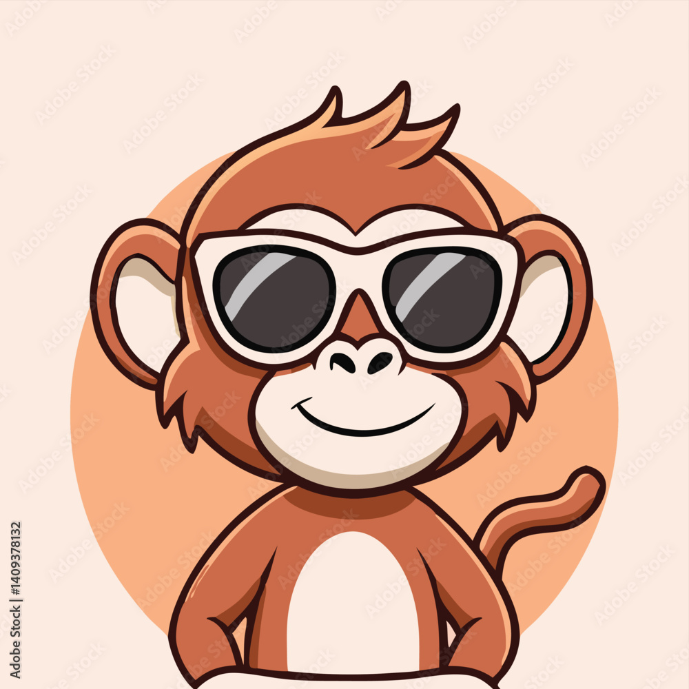Obraz premium Cartoon Monkey With Sunglasses Adorable Character Graphic Illustration For Creative Designs