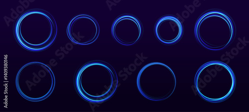 Stylish neon frames flicker in concentric layers, each pulsing with vibrant color. Particle dust flows between rings. Ideal for music videos, digital art, or UI elements.