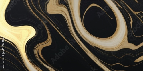 Modern Marble Design Inspired by Nature’s Ocean Patterns in Black and Gleaming Gold, premium Marble Look with Flowing Golden Accents