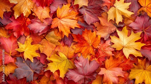 Autumn Nature Background: Vibrant Fall Colors of Leaves in Scenic Woodland Landscape