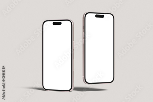 Realistic blank phone 16 illustration for mockup. 3D Render.