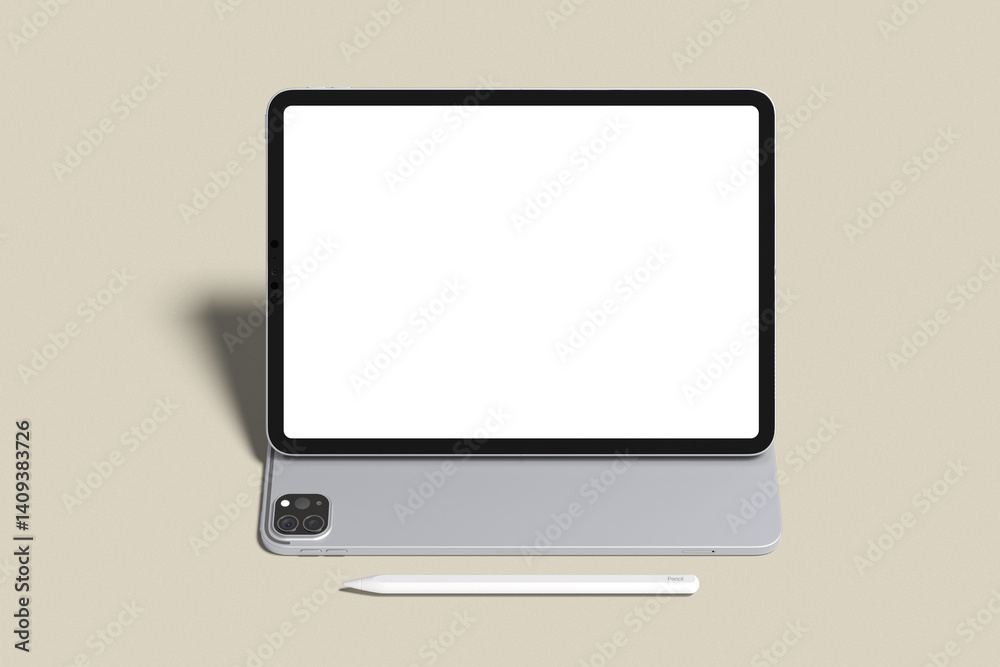 Realistic blank tablet illustration for mockup. 3D Render. Realistic blank tablet illustration for mockup. 3D Render.