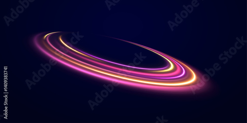 Racing cars flash dynamic lights on city roads at night. Long exposure effects show fast neon streaks and sparkling laser beams. Transparent background PNG vector.