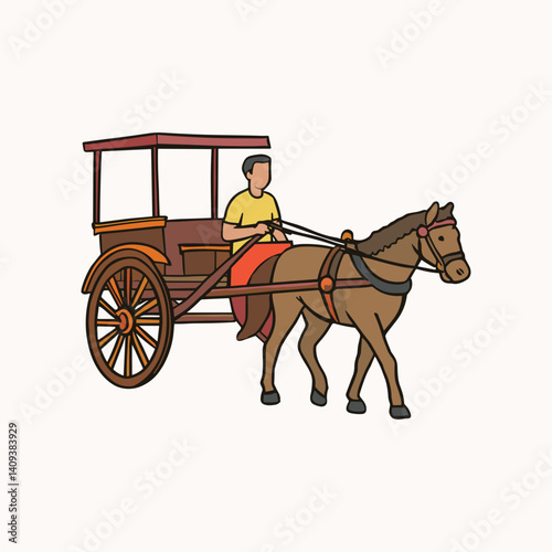 Delman Traditional and Vintage Indonesian Vehicles Sticker