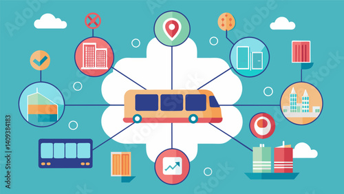 A transportation system that implements datacentric strategies to offer dynamic pricing optimized routes and seamless connections for its commuters.. Vector illustration