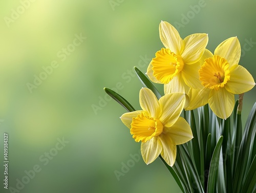 Vibrant yellow daffodils in full bloom, symbolizing spring's arrival.