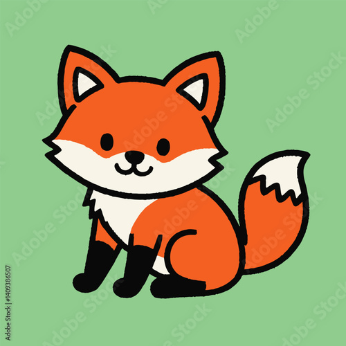 Cute illustration of orange fox vector