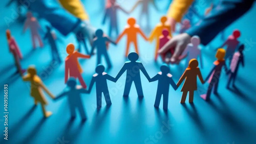 Colorful paper group of people as a concept of creative teamwork. 
