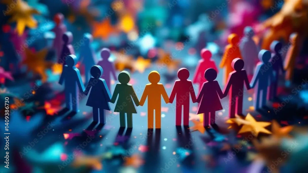 Colorful paper group of people as a concept of creative teamwork.
