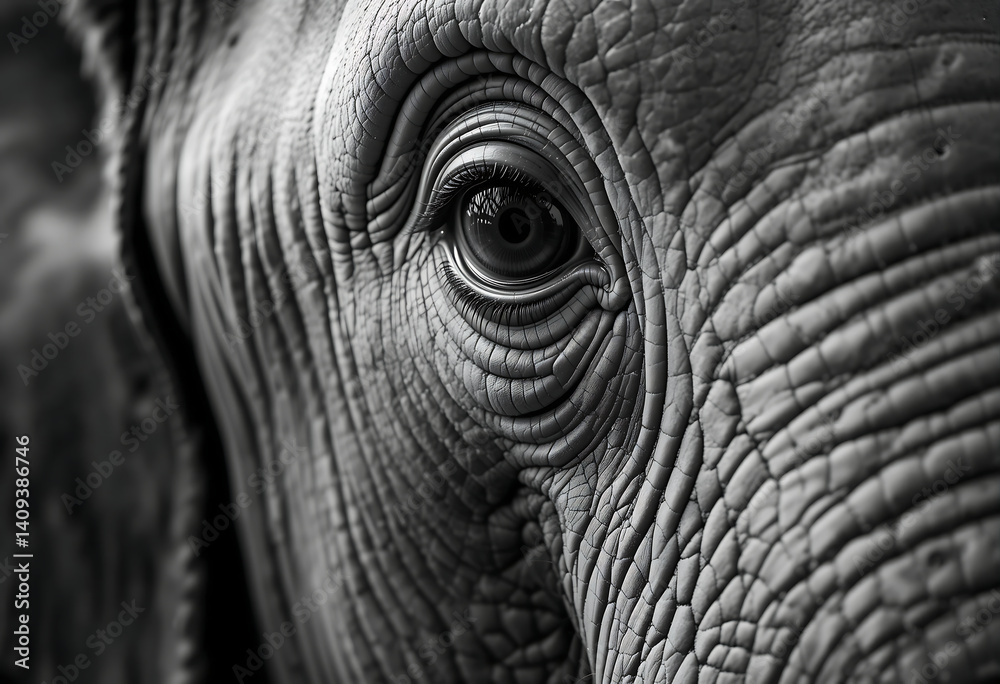 Close-up view of an elephant's eye reveals intricate textures and emotions Close-up view of an elephant's eye reveals intricate textures and emotions