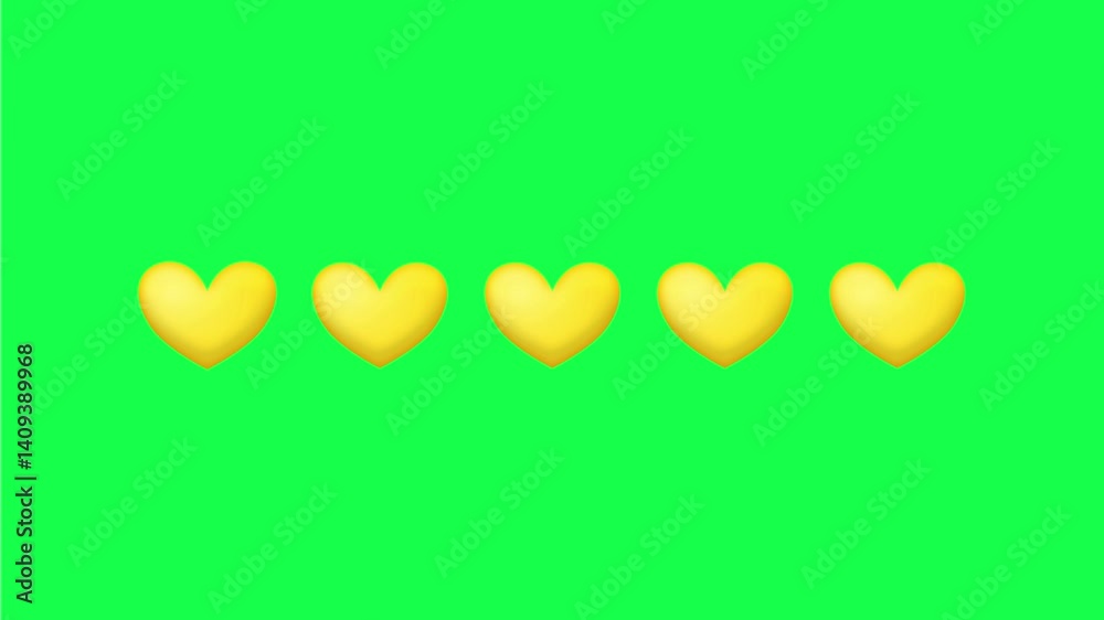 5 Herz Bewertung - entstehende Herzen mit Puls auf Green Screen freigestelltem Hintergrund Grafik