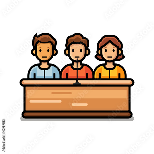Diverse Panel of Judges Illustration of a Three-Person Jury