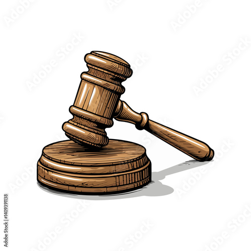 Gavel Illustration Symbol of Justice and Law