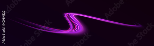 Concept of business leadership with hi-tech warp speed and wormhole design. Energy flow tunnels and shining round frames emphasize innovation.