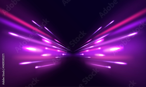 Colorful light trails with motion effect, long exposure or slow shutter picture. Abstract neon light rays background.	