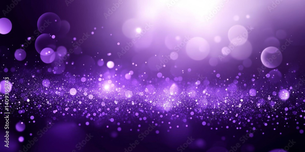 Abstract Purple Bokeh Background With Shiny Defocused Round Glowing Celebration Lights