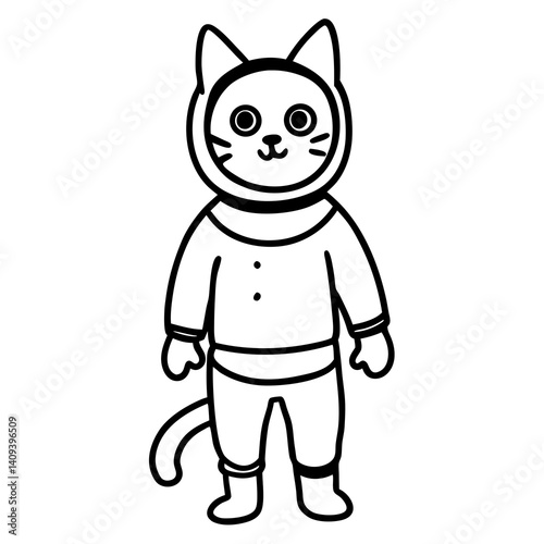 Cute Catstronaut vector for digital art, stickers, prints, and space-themed designs.