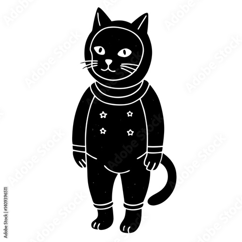 Cute Catstronaut vector for digital art, stickers, prints, and space-themed designs.