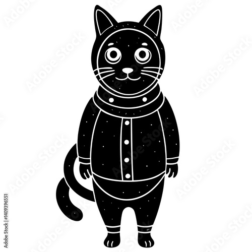 Cute Catstronaut vector for digital art, stickers, prints, and space-themed designs.