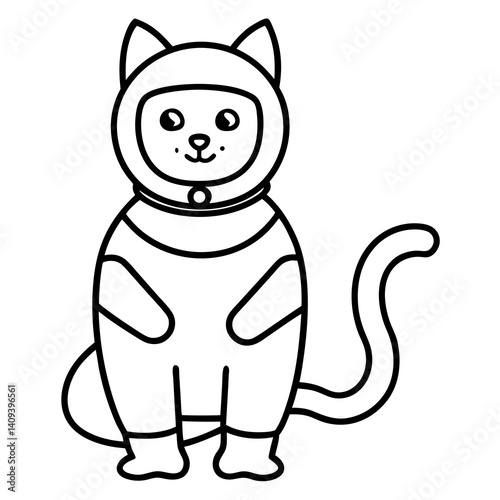 Cute Catstronaut vector for digital art, stickers, prints, and space-themed designs.