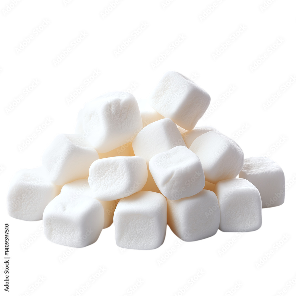 Fluffy white marshmallow isolated on a white transparent background. Fluffy white marshmallow isolated on a white transparent background.